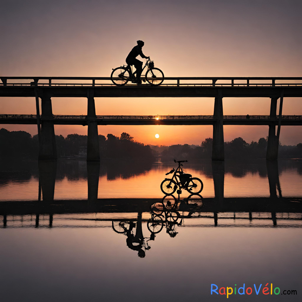 Pont Et Coucher De Soleil Avec Vélo (Vue Ia)