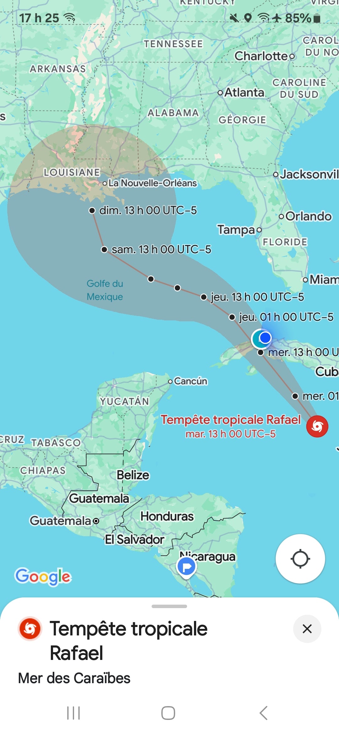 Approche de l'ouragan Rafael à Cuba en 2024