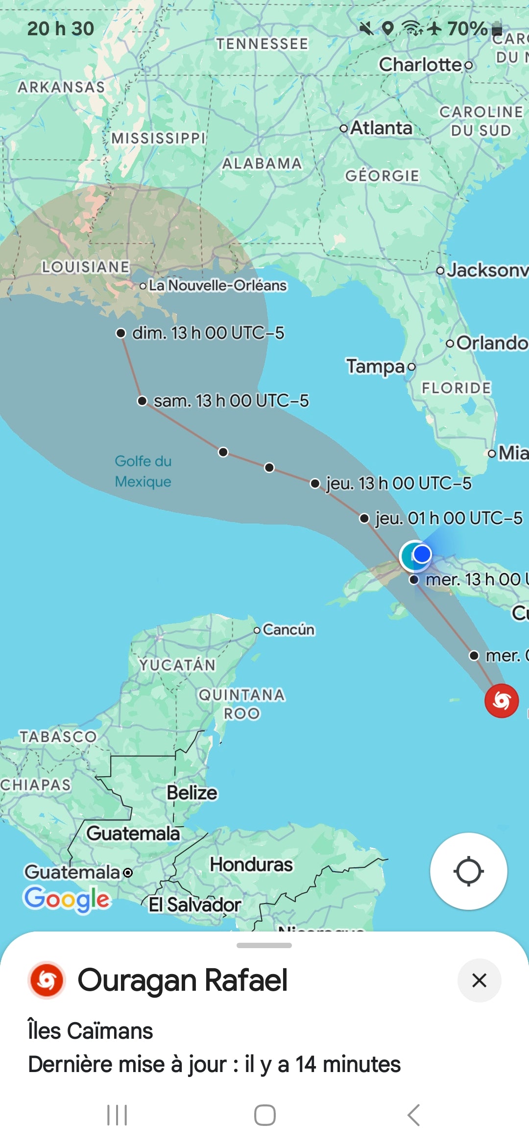 Approche de l'ouragan Rafael à Cuba en 2024