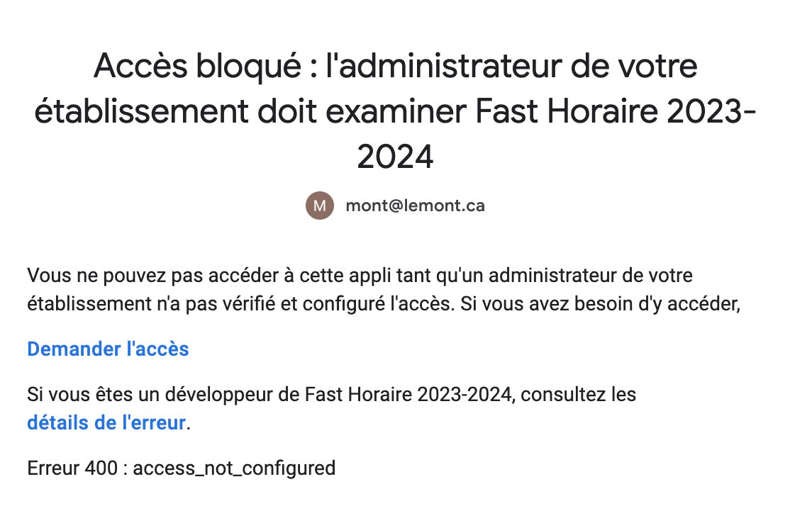 Aide Fast Horaire Est Bloqué